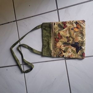 Unique vintage adorable "Butterflies" shoulderbag with zipper